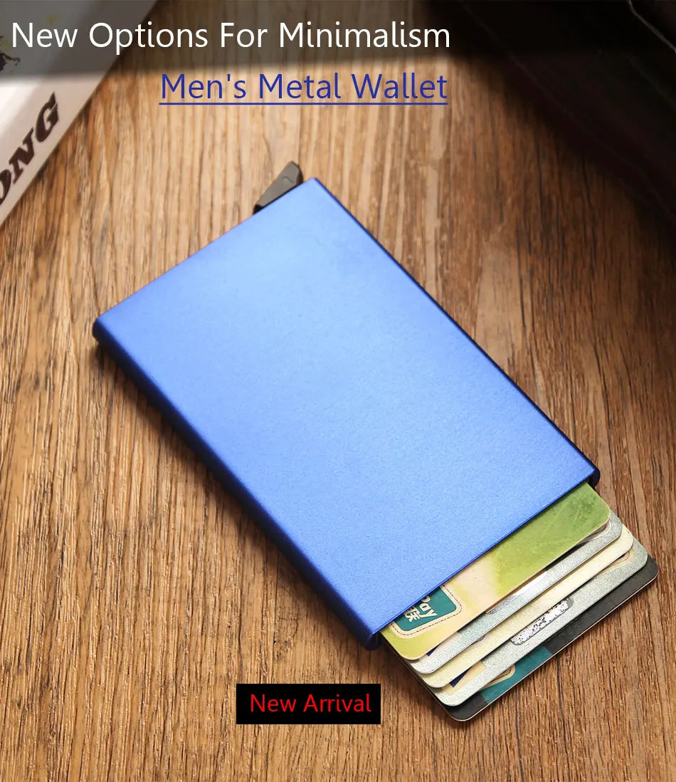 Rfid Smart Wallet Card Holder Metal Thin Slim Men Women Wallets Pop Up Minimalist Wallet Small Black Purse Vallet Walets for Men SuperFye Black SuperFye