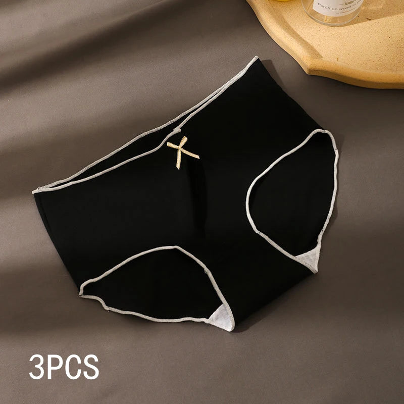 3pcs/Pack Women's Antibacterial Nylon Seamless Triangle Underwear With Low Waist And European-American Style SuperFye black / L / 3pcs SuperFye