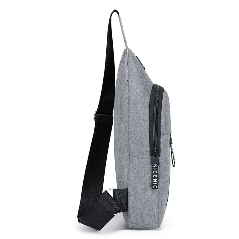 Chest Bag Fashion New Solid Color Men Chest Bag Outdoor Casual Fashion One Shoulder Crossbody Bag SuperFye grey SuperFye