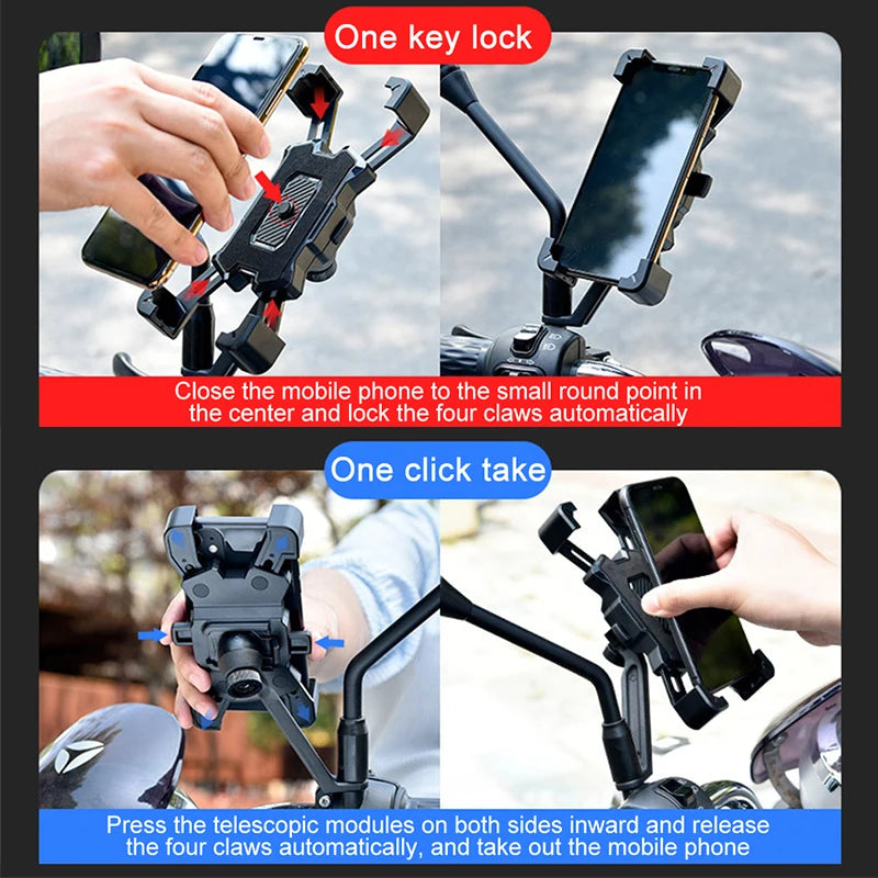 360° Rotatable Electric Bicycle Phone Holder for iPhone Xiaomi Riding MTB Bike Moto Motorcycle Stand Bracket Non-slip Cycling SuperFye Black SuperFye