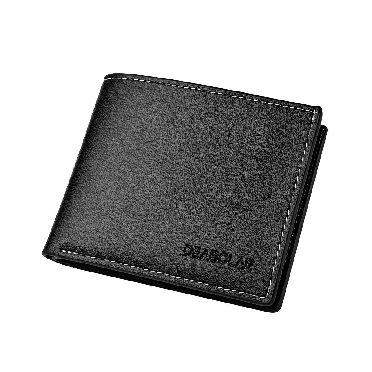 Pu Leather Men Short Wallet Thin Style Folding Young Men Credit Card Holder Wallet SuperFye Black SuperFye