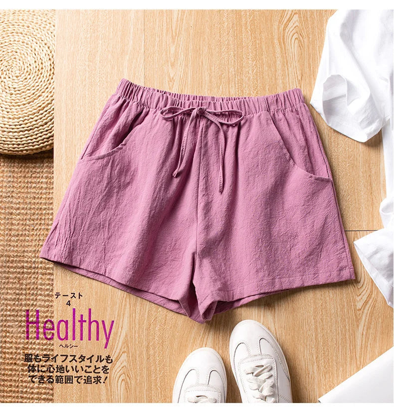 Casual Linen Shorts Women Gym Workout Shorts Cotton Short Pants High Waisted Black Ladies Short Femme Women Shorts Sport Femme SuperFye Khaki / L 60-70kg SuperFye