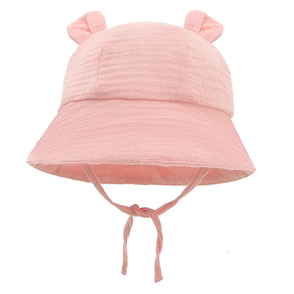 2022 New Autumn Baby Sun Hat Children Outdoor Rabbit Ear Beach Caps Boy Girl Panama Hat Unisex Beach Bucket Hats Bunny Hat SuperFye light pink SuperFye