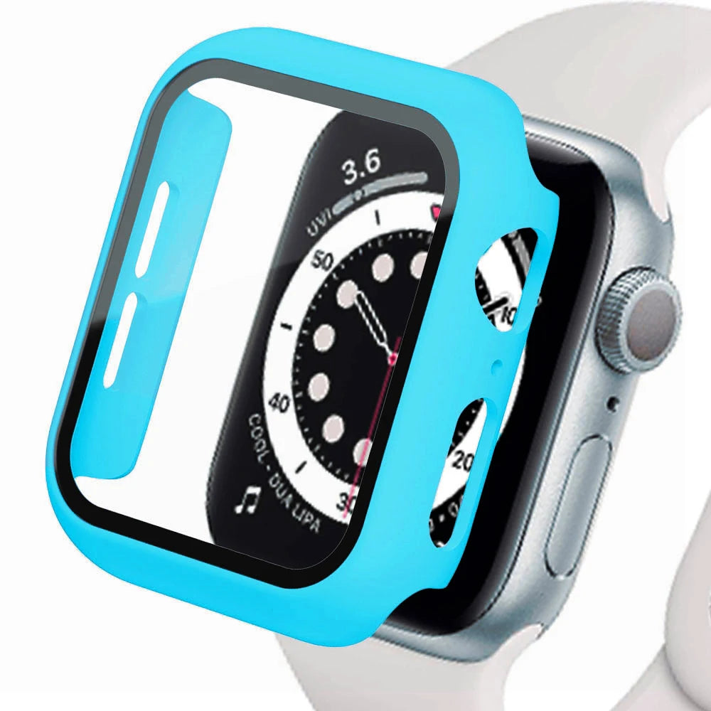 Tempered Glass+cover For Apple Watch 9 8 41mm 45mm 42mm 38mm PC bumper Screen Protector Case iWatch series 7 6 5 4 se 44mm 40mm SuperFye Orange 29 / Series 321 38MM SuperFye