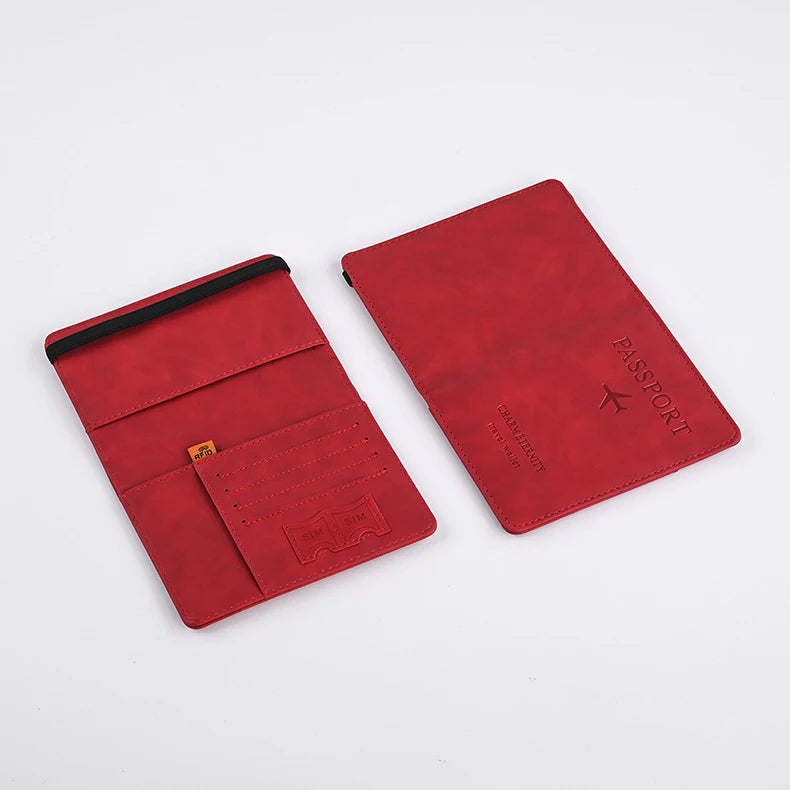 Men PU Leather Wallet Travel Passport Purse Card Male Travel Accessories Hand Carry Passport Business Cards Holder Wallet SuperFye Red SuperFye