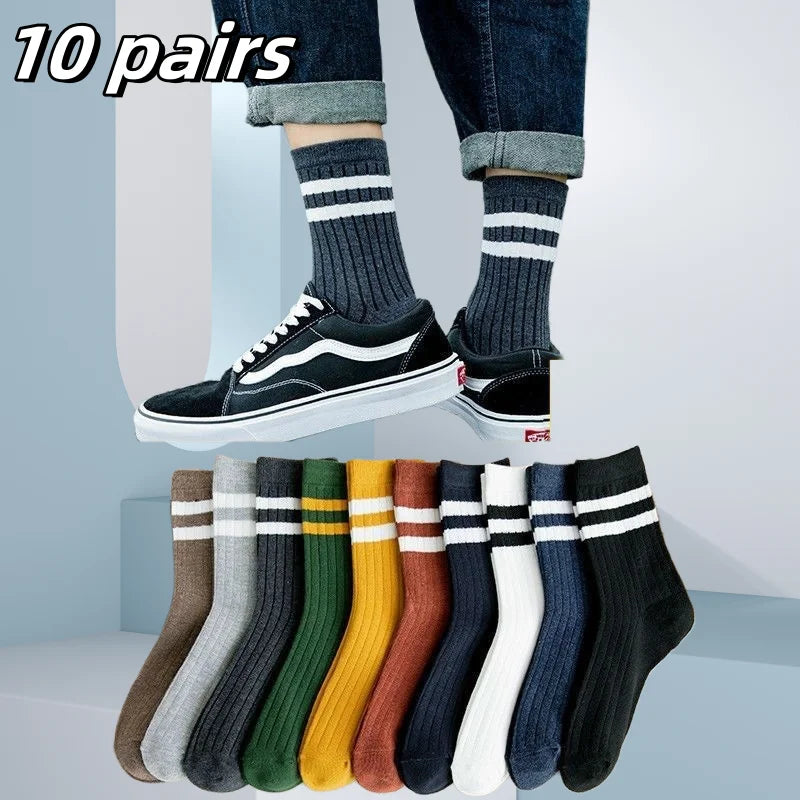 5Pairs Breathable Cotton Sports Stockings Men Bamboo Fiber Autumn and Winter Men Socks Sweat Absorption Deodorant Business Sox SuperFye 10 pairs EU39-44 / EU39-44 SuperFye