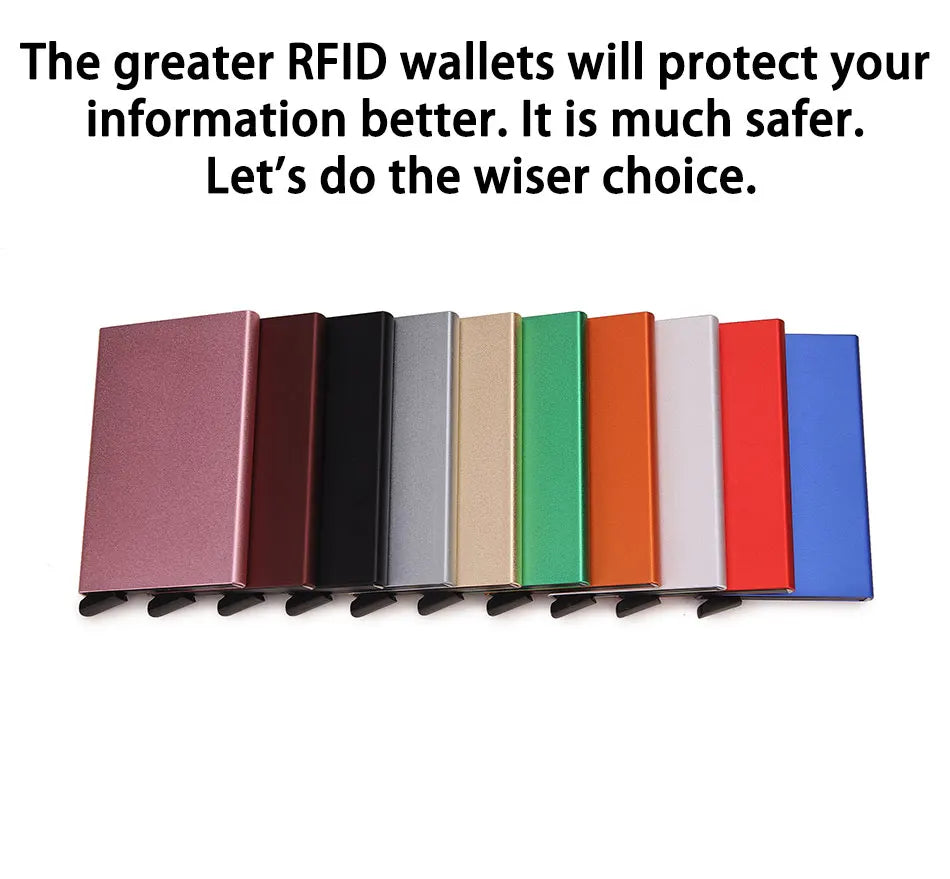 Rfid Smart Wallet Card Holder Metal Thin Slim Men Women Wallets Pop Up Minimalist Wallet Small Black Purse Vallet Walets for Men SuperFye Black SuperFye