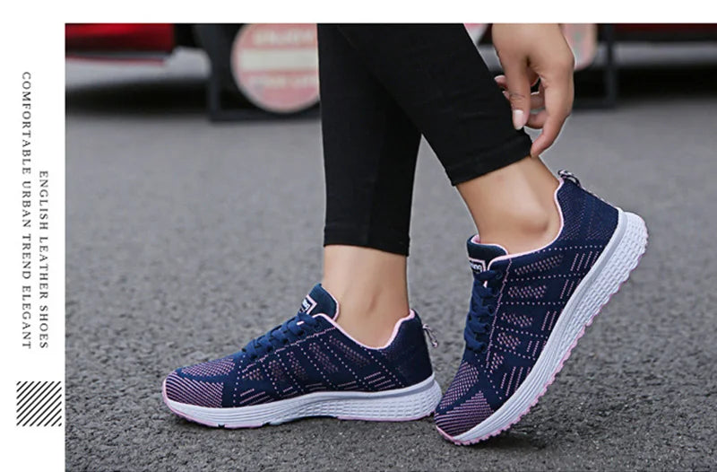 Women Casual Shoes Fashion Breathable Walking Mesh Flat Shoes Sneakers Women 2021 Gym Vulcanized Shoes White Female Footwear SuperFye A08Gray green / 42 SuperFye