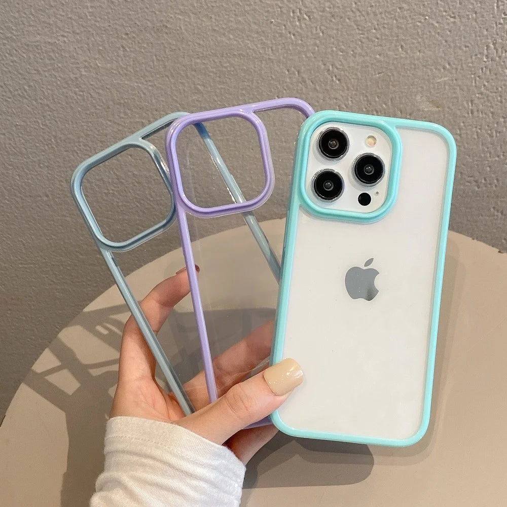 Transparent Candy Color Bumper Phone Case For iPhone 15 14 13 Mini 12 11 Pro Max XR XS X 7 8 Plus SE3 Soft Shockproof Back Cover SuperFye Blue / For iPhone15 Pro Max SuperFye