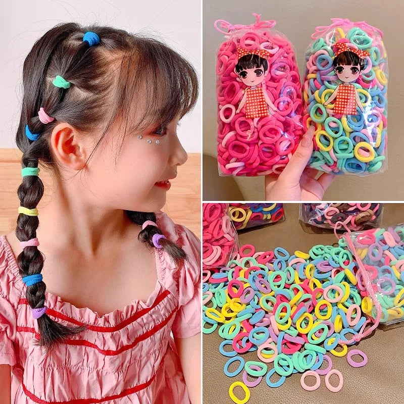 100/200PCS Women Girls Colorful Nylon Elastic Hair Bands Ponytail Hold Small Hair Tie Rubber Bands Scrunchie Hair Accessories SuperFye Colors 1 / 100pcs SuperFye