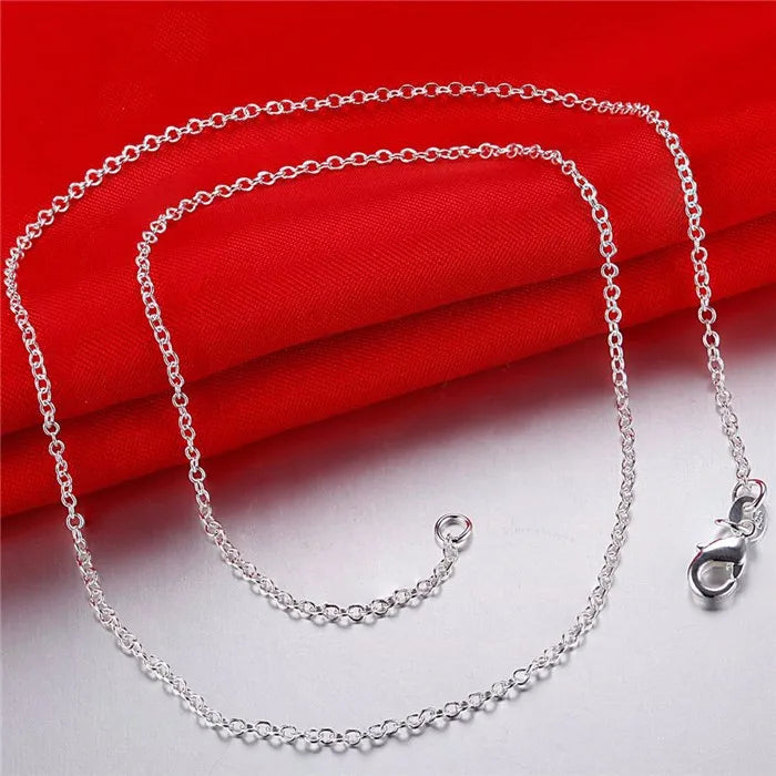 wholesale 5pcs/lot 925 Sterling Silver Chain necklace,Fashion Men/Women DIY Jewelry Rolo Chain 1mm Necklace 16 18 20 22 24"