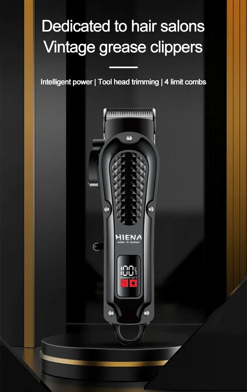 Hiena HYN-212 Electric Hair Clipper UBS Rechargeable Cordless Beard Trimmer Men Powerful Electric Hair Clipper Trimming Tool SuperFye black SuperFye