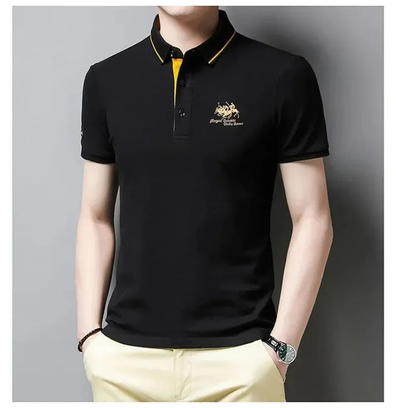 New Summer Korean Embroidered Polo Shirt Men's Luxury Top Casual Lapel Short Sleeve T-shirt Fashion Anti-wrinkle Men T Shirt SuperFye White. / XXXL SuperFye