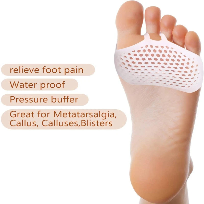 Silicone Forefoot Pad Metatarsal Pads for Women High Heels Half Insoles Foot Pain Relief Inserts Foot Blister Care Gel Cushions SuperFye WHITE / CHINA SuperFye