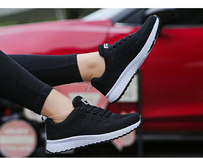 Women Casual Shoes Fashion Breathable Walking Mesh Flat Shoes Sneakers Women 2021 Gym Vulcanized Shoes White Female Footwear SuperFye A08Gray green / 42 SuperFye