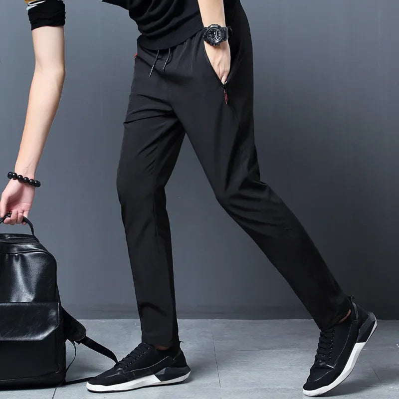 Men's Casual Pants Straight Slim Fit Elastic Waist Jogger Korean Classic Blue Black Gray Male Brand Trousers Plus Size 4XL 5XL SuperFye Dark Grey / 4XL SuperFye