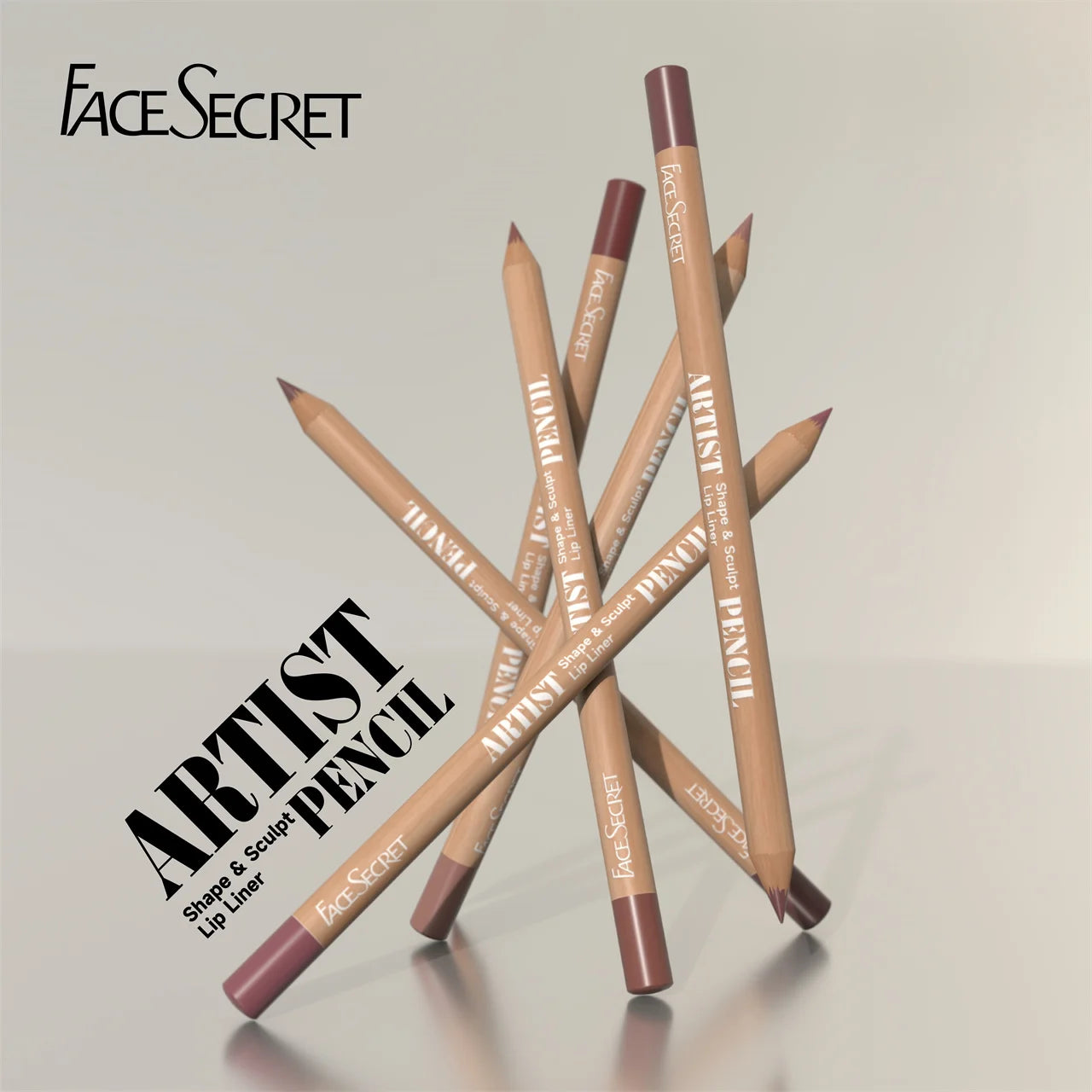 Face Secret Artist Shape Sculpt Lip Liner Pencil Set, Weightless Precise Liner with Super Soft Blendable Texture Matte Soft