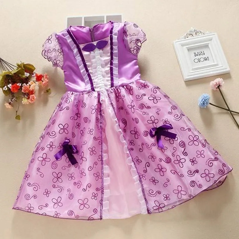 Girls Princess Dress Kids Cinderella Snow White Aurora Sofia Rapunzel Cinderella Halloween Costume Children Birthday Party Dress SuperFye DA02 / 3 Years SuperFye