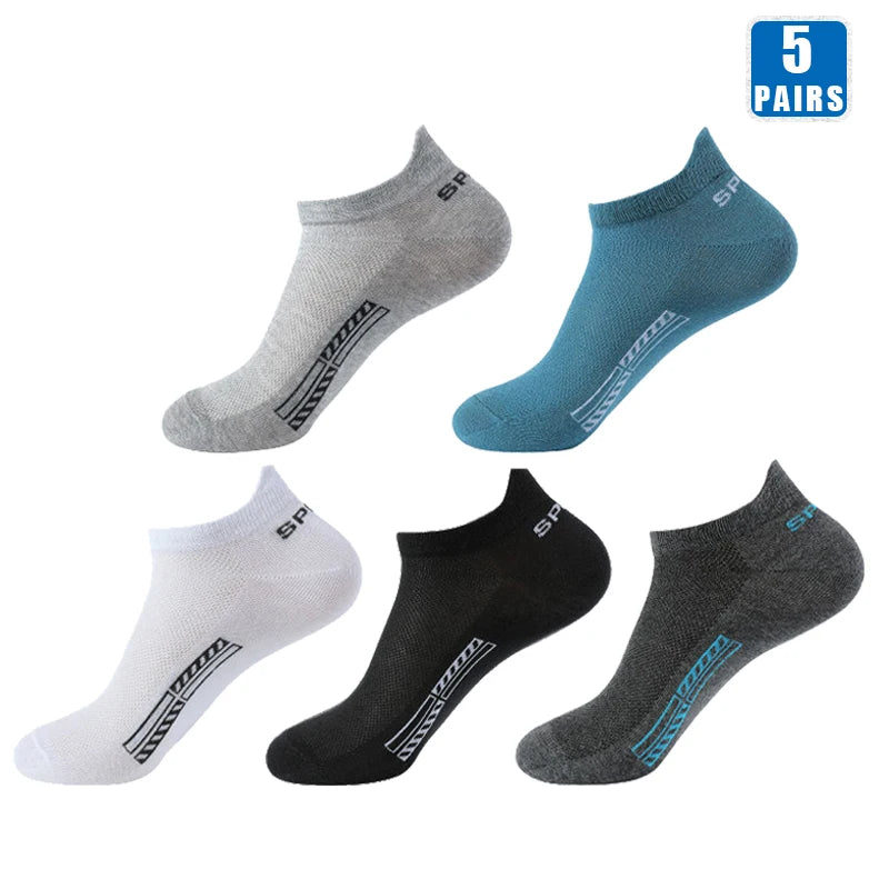 5 Pairs Cotton Short Socks for Male High Quality Women's Low-Cut Crew Ankle Sports Mesh Breathable Summer Casual Soft Men Sock SuperFye 5 Pairs Mix / EUR 38-42(US 6-10) SuperFye