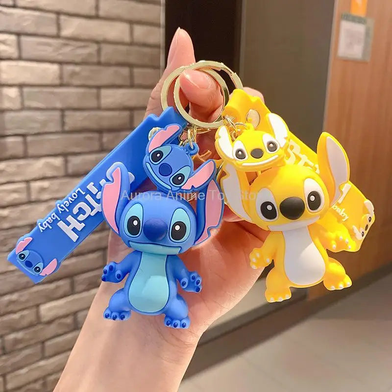 New Anime Disney Keychain Cartoon Mickey Mouse Minnie Lilo & Stitch Cute Doll Keyring Ornament Key Chain Pendant Kids Toys Gifts SuperFye WJ275B5 SuperFye