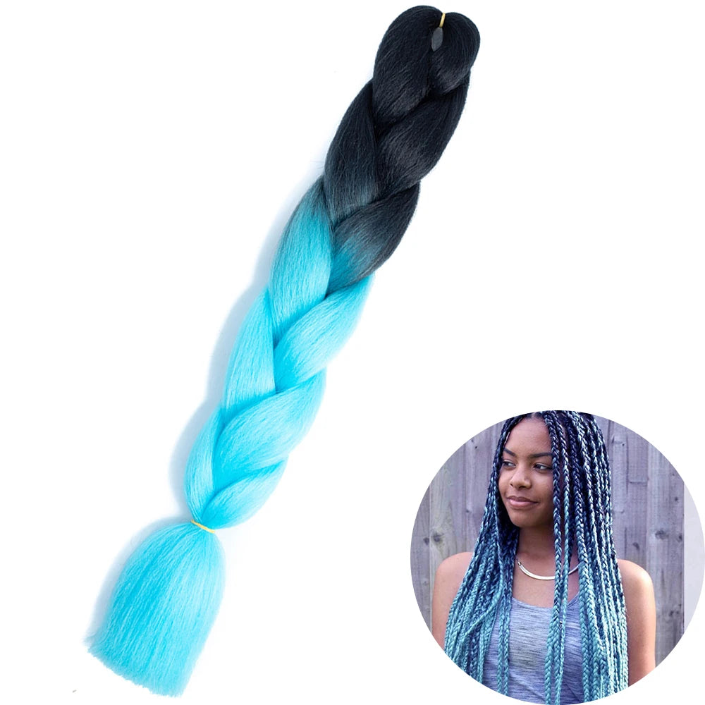 24" Synthetic Yaki Braids Hair kanekalon Ombre Braiding Hair Jumbo Braid Hair Extension For Women Hundreds of colors DIY Hair SuperFye ZITONG-B23 / CHINA / 24inches SuperFye