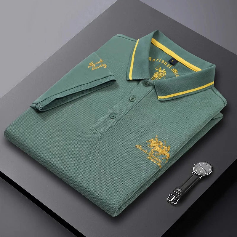 New Summer Korean Embroidered Polo Shirt Men's Luxury Top Casual Lapel Short Sleeve T-shirt Fashion Anti-wrinkle Men T Shirt SuperFye Green. / L SuperFye