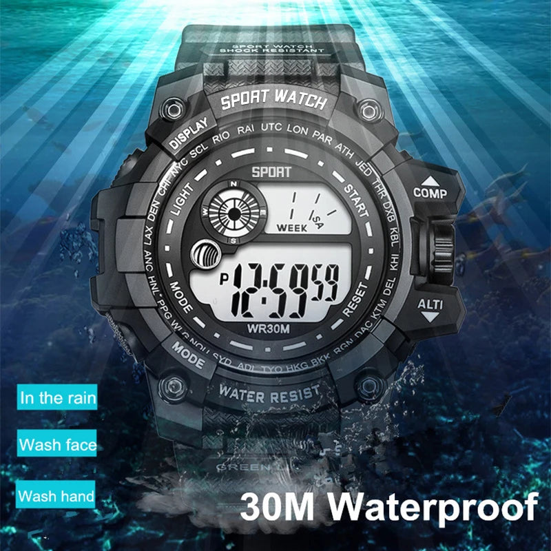 New Men LED Digital Watches Luminous Fashion Sport Waterproof Watches For Man Date Army Military Clock Relogio Masculino SuperFye black SuperFye