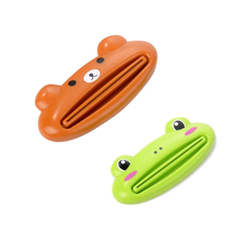 For Home Bathroom 1 Pcs Animal Easy Toothpaste Dispenser Plastic Tooth Paste Tube Toothpaste Squeezer Rolling Holder Cocina SuperFye 1 bear 1 frog SuperFye