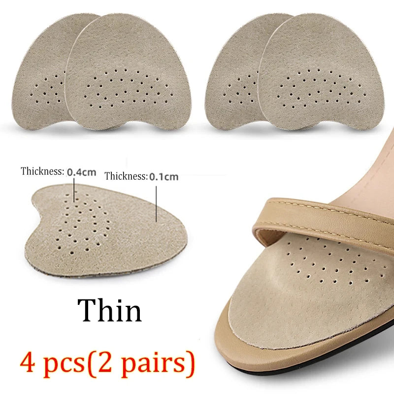 4pcs Sandals Anti-slip Stickers Leather Forefoot Pad Women High Heels Pain Relief Insert Insoles Toe Cushion Foot Care Shoes Pad SuperFye S-Apricot-2pairs SuperFye