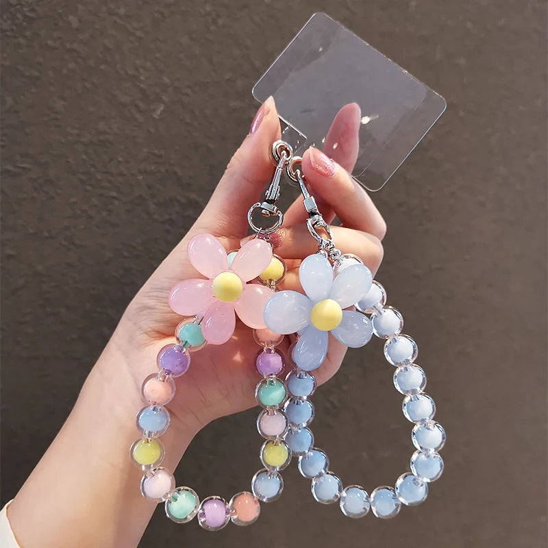 Phone Anti-lost Lanyard Key Short Wrist Pendant Colorful Macaron Round Bead Pendant Women's Hand-held Chain Mobile Phone Lanyard SuperFye 3 SuperFye