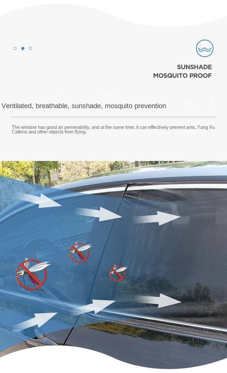 2pcs Car Rear Side Window Sunshade UV Protect Shield Mesh Prevent Mosquito Sunshine Privacy Protection Foldable Curtain SuperFye car front window 2pc SuperFye