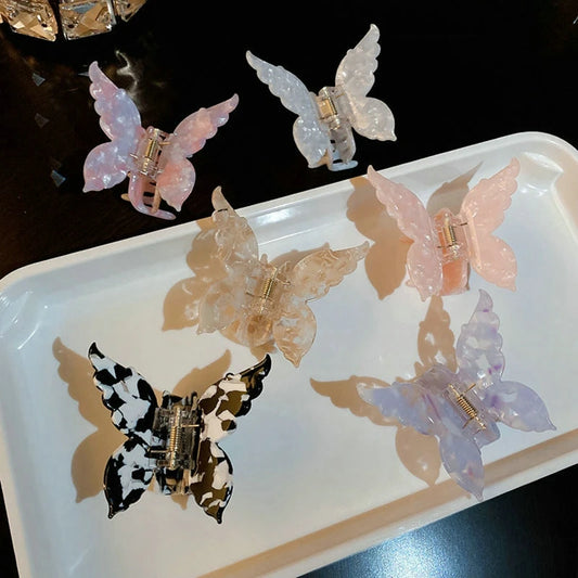 Acetate Resin Hair Claw Sweet Fairy Butterfly Hairpin Clip Gradient Tie-Dye Colored Hair Accessories Barrettes for Women Girls SuperFye 1 / CN SuperFye