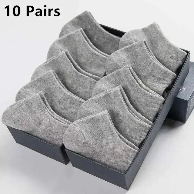 5/10/20/30 Pairs Women/Men Boat Socks Invisible Low Cut Silicone Summer No-show Ankle Socks Solid Color Casual Breathable SuperFye 10 Pairs Grey / One Size SuperFye