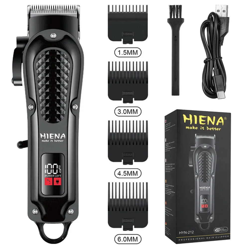 Hiena HYN-212 Electric Hair Clipper UBS Rechargeable Cordless Beard Trimmer Men Powerful Electric Hair Clipper Trimming Tool SuperFye black SuperFye