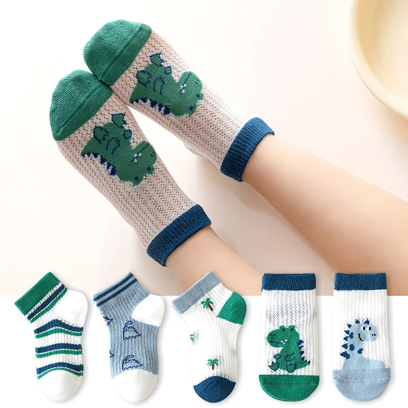 5 Pairs/Lot Children Socks Boy Girl Baby Fashion Cotton Solid Wild Soft Cozy Breathable For 1-12Y Summer Kids Casual Mesh Socks SuperFye F19902 / 9-12Years (XL) SuperFye