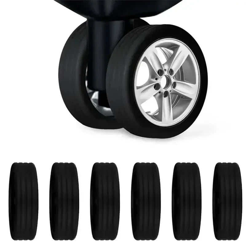 8pcs Luggage Roller Rubber Cover Silent Trolley Wheel Accessory Protective Cover Suitable for Dualwheel Luggage SuperFye black 8pcs SuperFye