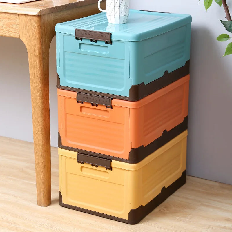 1pc Foldable Storage Box Wardrobe Storage Box Large Capacity For Toy Clothes Snacks Books Shoes Plastic Box For Car Household SuperFye 3pcs mixed color SuperFye