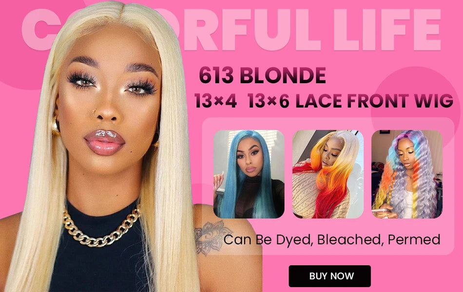 Blonde 613 13x6 Lace Frontal Wigs HD 613 Lace Front Human Hair Wigs For Women Pre pucked Straight Human Hair Wigs Can Be Dyed