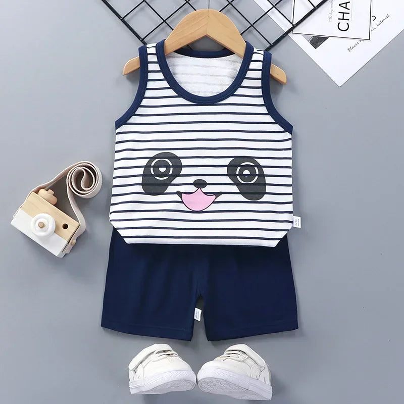 Children Sets Kids Clothes Boys Girls Vest Suit Summer Children's Clothing baby Cotton T-Shirts Shorts Tank Top Sleeveless SuperFye Style 7 / 8T SuperFye