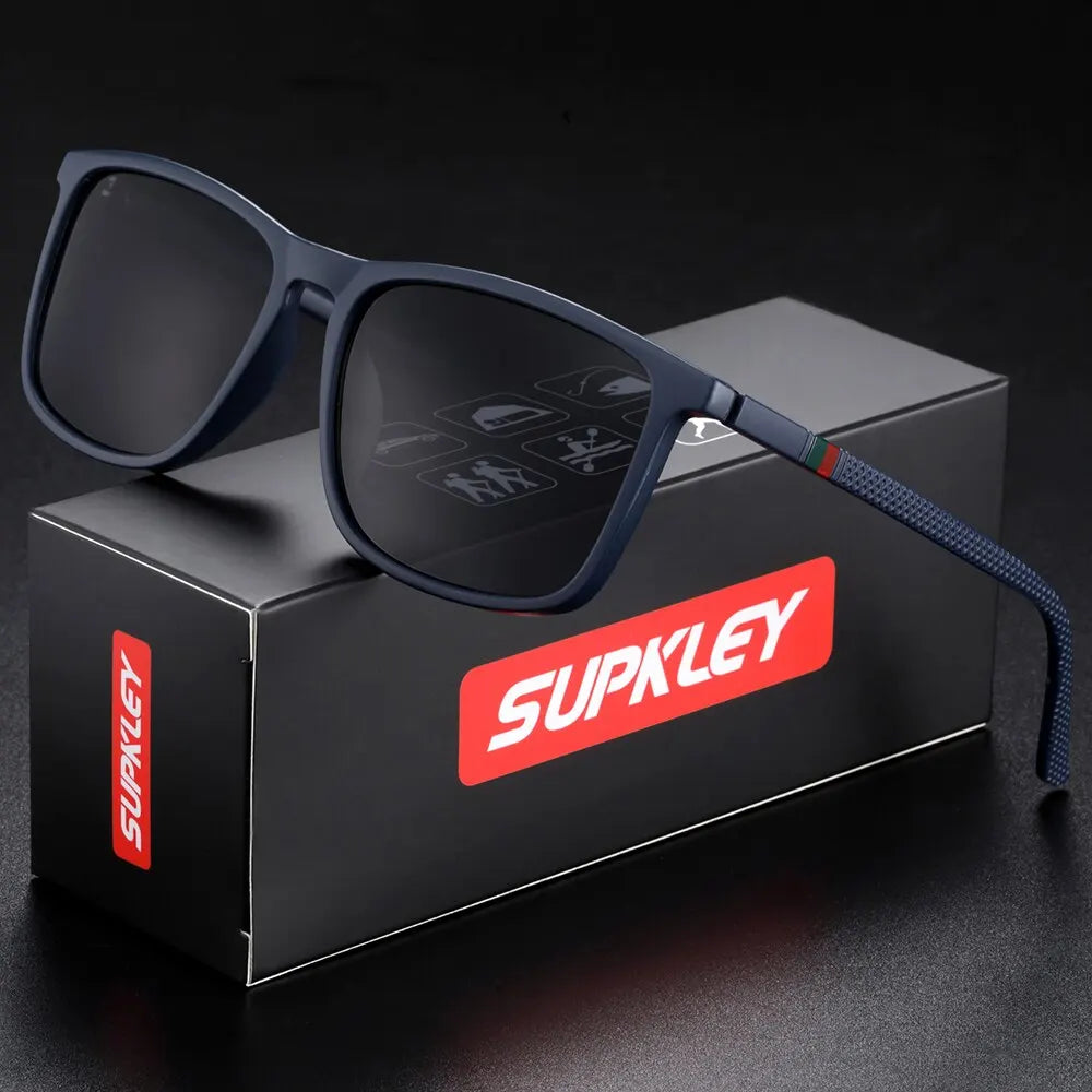 SUPKLEY Sports Sunglasses for Men Polarized Comfortable Wear Square Sun Glasses Male Light Weight Eyewear Accessory with Origina SuperFye Blue Mirror SuperFye