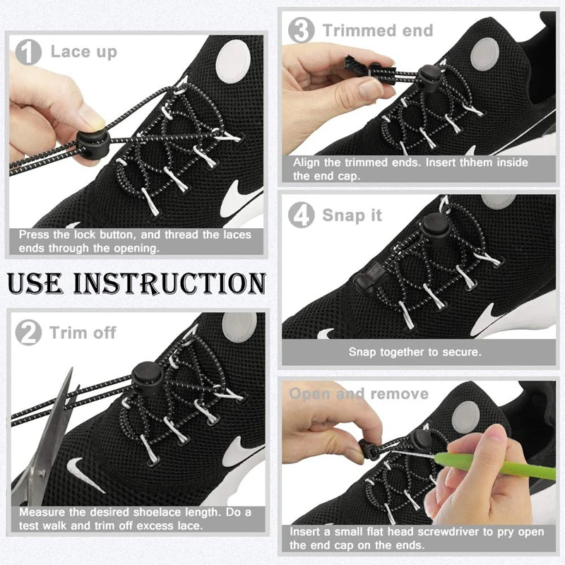 1Pair Shoelaces for Sneaker Elastic No Tie Shoe Laces Stretching Lock Lazy Laces Quick Rubber Shoelace Round Shoestrings SuperFye Brown SuperFye