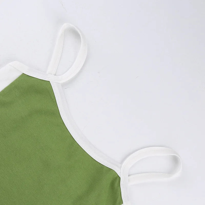 Sleeveless Knitted Crop Tops Green Sexy Basic Patchwork 2023 Summer Casual Cami Backless Y2k Vintage Tank Top Women SuperFye green / S SuperFye