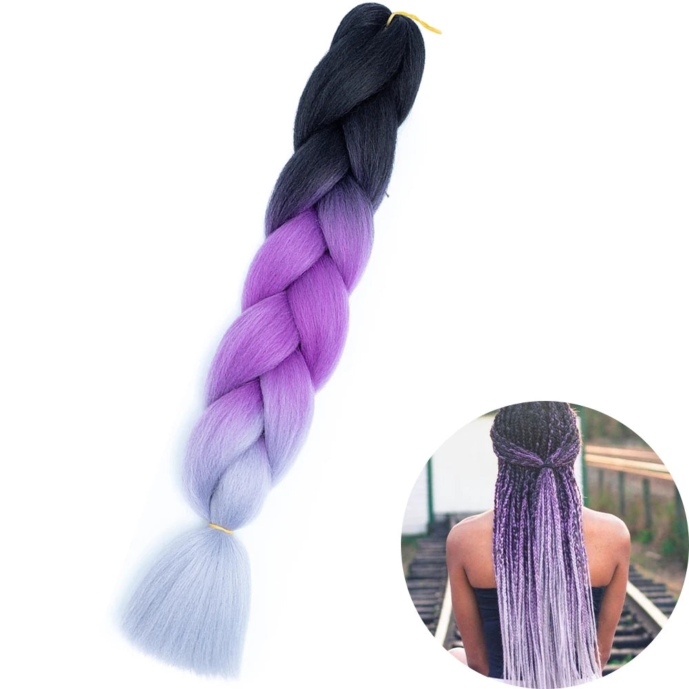 24" Synthetic Yaki Braids Hair kanekalon Ombre Braiding Hair Jumbo Braid Hair Extension For Women Hundreds of colors DIY Hair