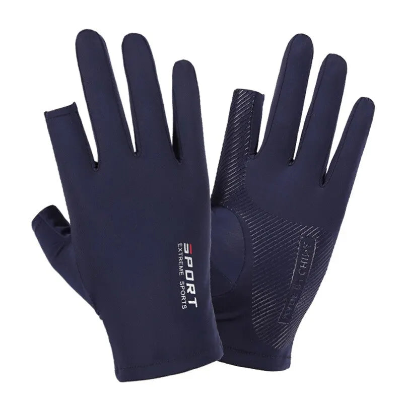 Ice Silk Halffinger Cycling Gloves for Men and Women Outdoor Sports Fitness Driving Fishing Highelastic Comfortable SuperFye navy SuperFye