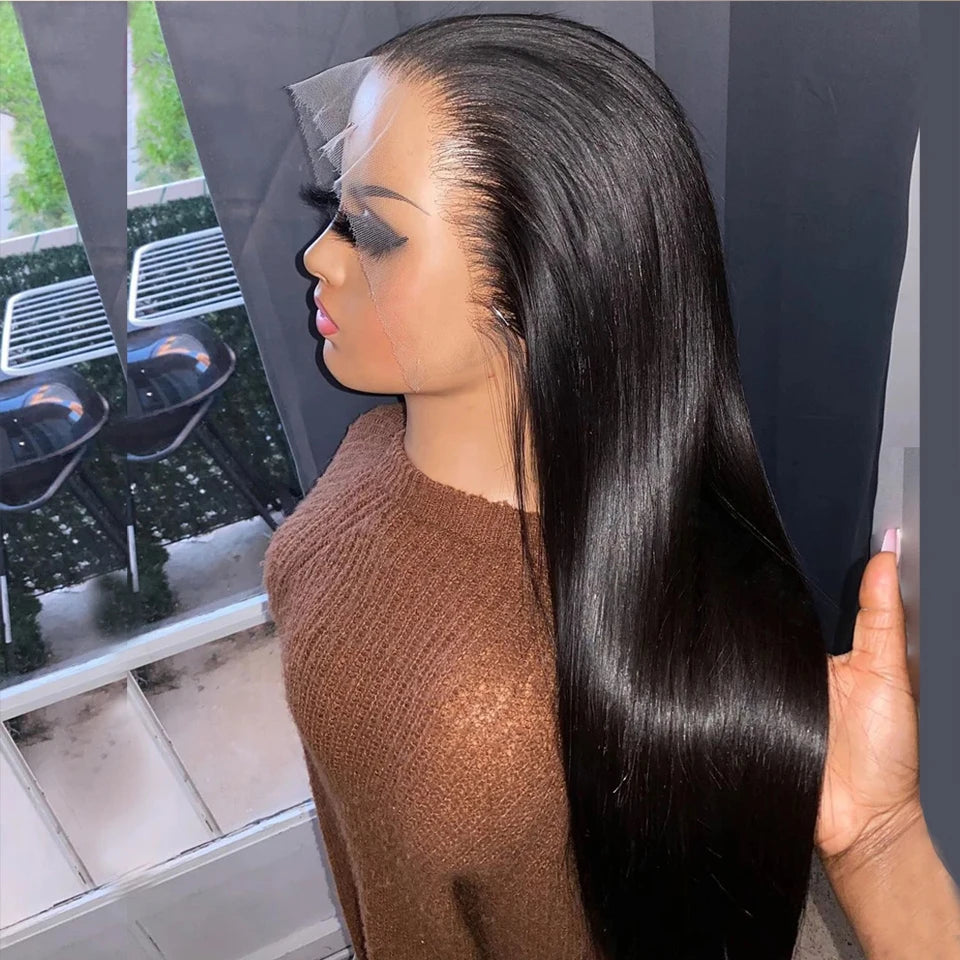 Wigs Human Hair Lace Frontal Wig Brazilian Straight Human Hair Wig 13X4 Lace Front Wig 4X4 Lace Closure Wig Human Hair Wig SuperFye 4X4 Lace Closure Wig / United States / 34inches|180% SuperFye