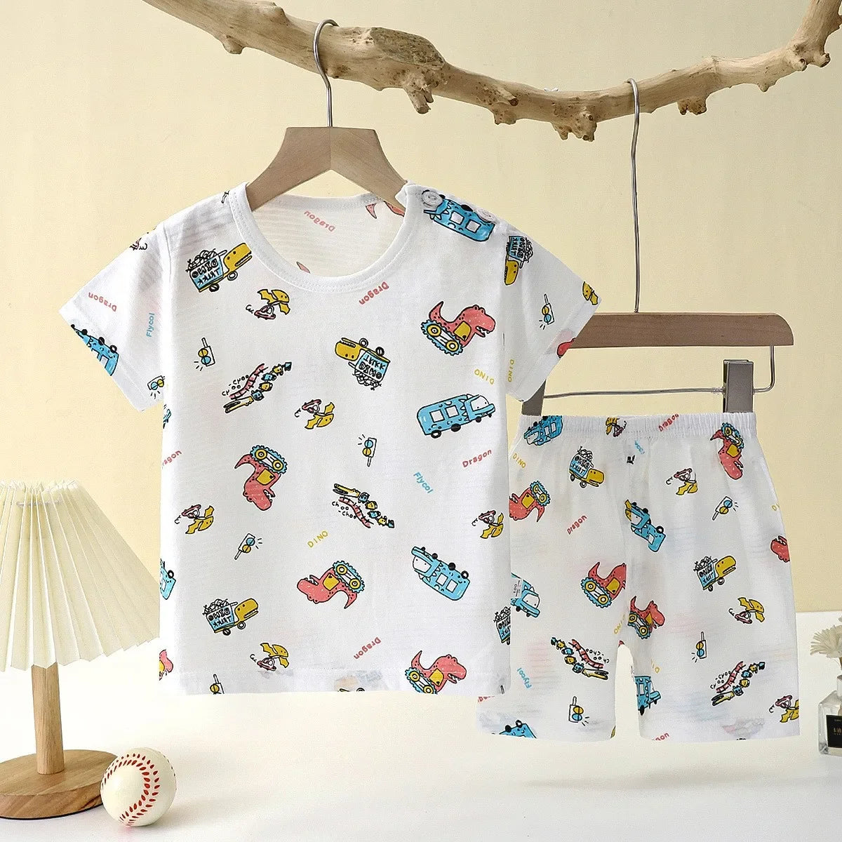 Children's Clothing Summer Short Sleeve Home Sleepwear Children Sets Kids Clothes Boy Girl T-shirt shorts Cotton Suit Baby SuperFye Style 8 / 12M SuperFye