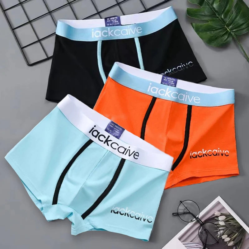 3Pcs Male Panties Cotton Men's Underwear Boxers Breathable Man Boxer Printed Underpants Comfortable Shorts Men Underwear M-3XL SuperFye D-8058-14 / XXXL SuperFye