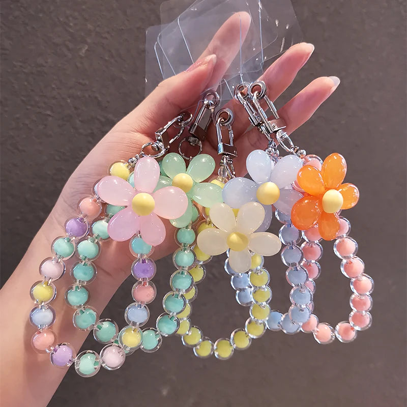 Phone Anti-lost Lanyard Key Short Wrist Pendant Colorful Macaron Round Bead Pendant Women's Hand-held Chain Mobile Phone Lanyard SuperFye 3 SuperFye