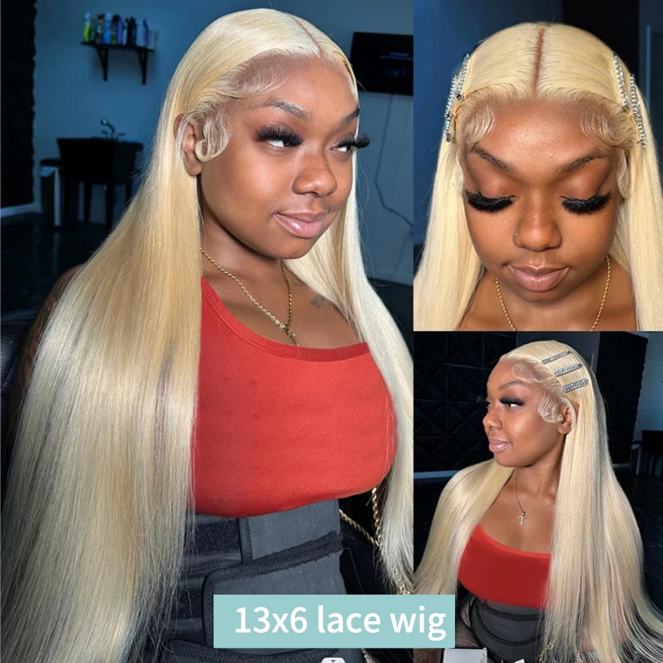 Blonde 613 13x6 Lace Frontal Wigs HD 613 Lace Front Human Hair Wigs For Women Pre pucked Straight Human Hair Wigs Can Be Dyed