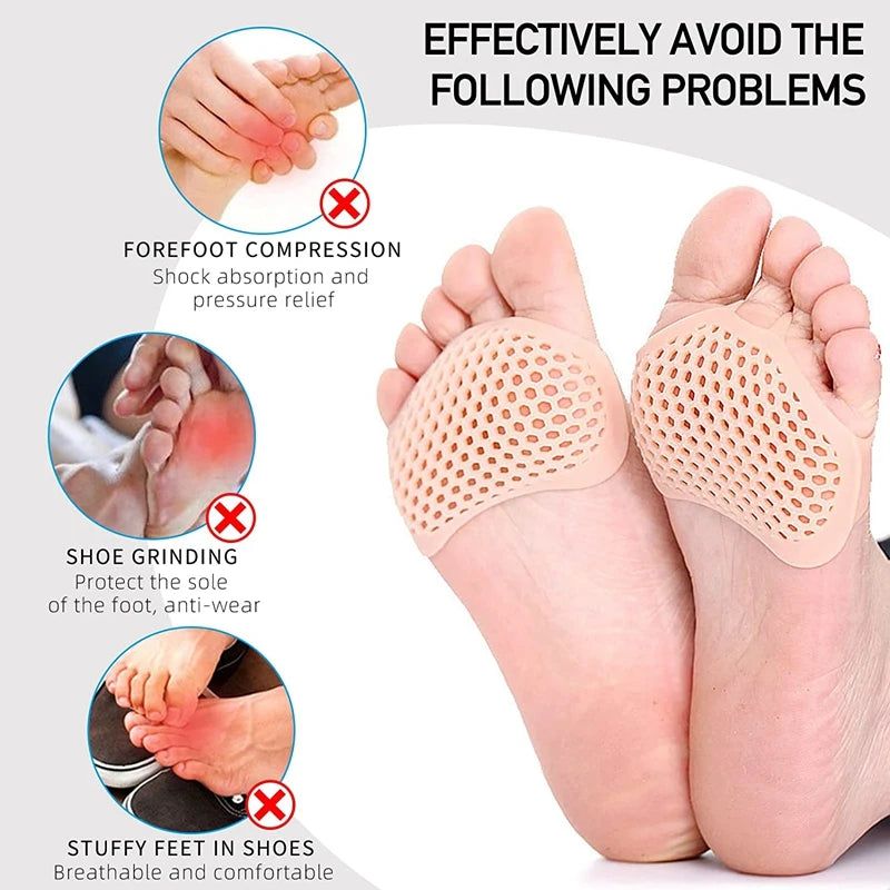 Silicone Forefoot Pad Metatarsal Pads for Women High Heels Half Insoles Foot Pain Relief Inserts Foot Blister Care Gel Cushions SuperFye WHITE / CHINA SuperFye